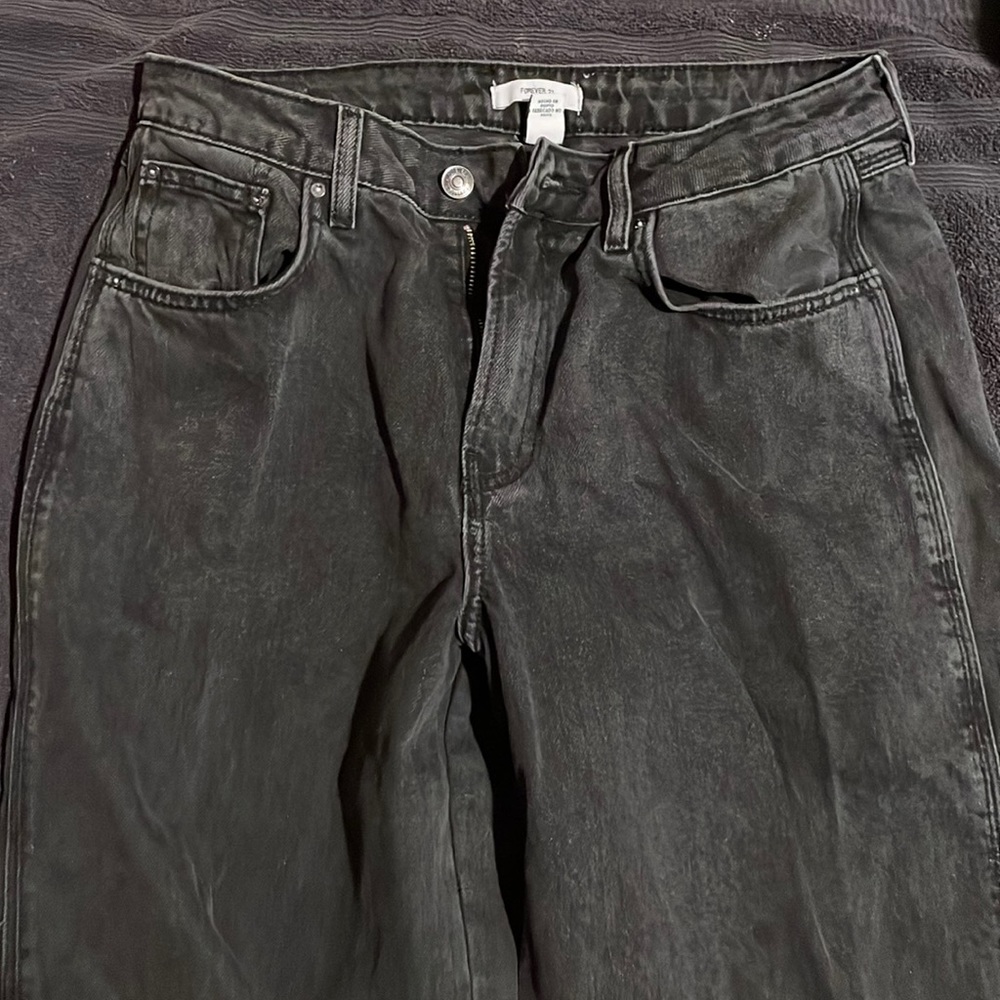 Leg black denim wide leg jean. Size 28.